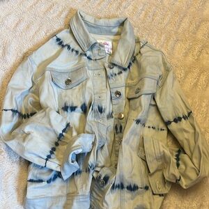 Justice girls youth size 14/16 tie dye denim jacket